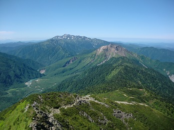 View of Mt. Yakedake and Mt. Norikura-dake